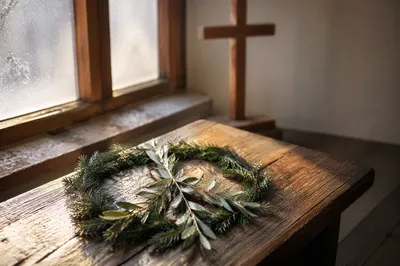 Olive Branch Peace Symbol on Chapel Bench