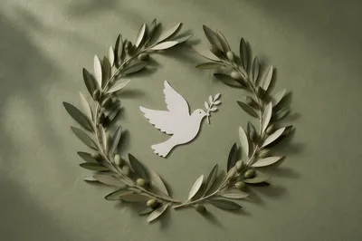 Olive Branch Peace Symbol on Sage Paper