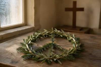 Olive Branch Peace Symbol with Evergreen