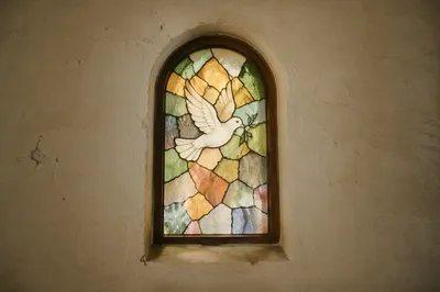 Evergreen Dove Stained Glass Chapel Window
