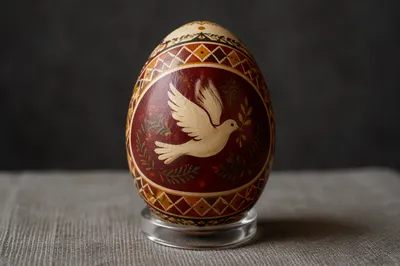 Burgundy Dove Egg with Olive Branch