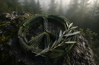 Olive Branch Peace Symbol on Evergreen