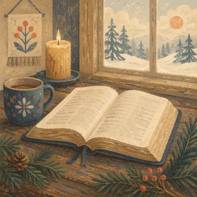Open Bible with Evergreen Prayer Corner
