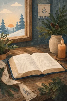 Open Bible with Evergreen Dawn Devotion