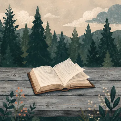 Open Bible Pages Turning in Evergreen Breeze
