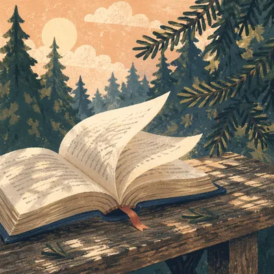 Bible Pages Turning in Evergreen Breeze
