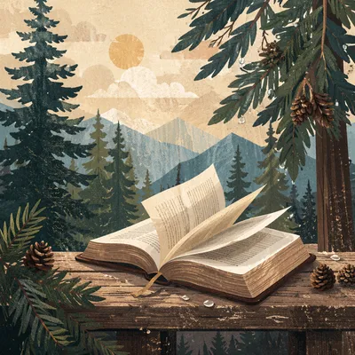 Open Bible Pages in Evergreen Breeze