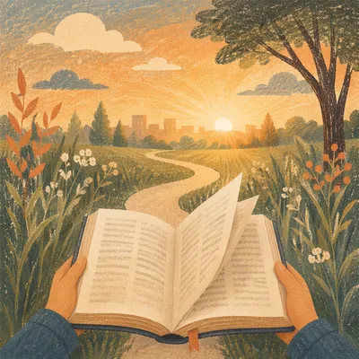 Open Book Pages Turning Outdoors