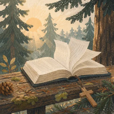 Open Bible Pages in Evergreen Breeze