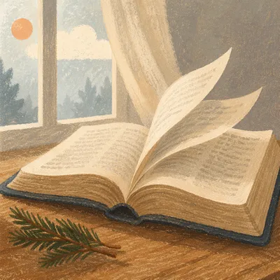 Open Bible Pages in Gentle Breeze