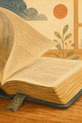 Open Bible Pages Turning in Gentle Breeze
