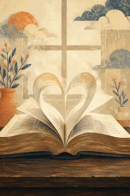 Open Bible Pages Turning in Gentle Breeze