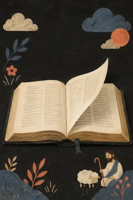 Open Bible Pages Turning in Gentle Wind