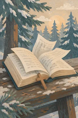 Open Bible Pages Turning in Evergreen Breeze