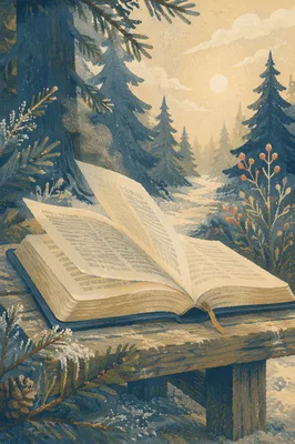 Open Bible Pages in Evergreen Breeze