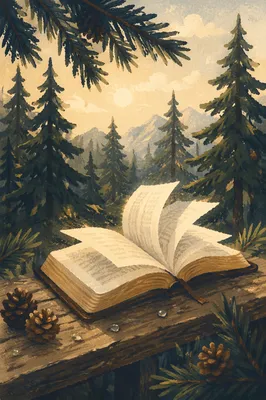 Open Bible Pages Turning in Evergreen Breeze