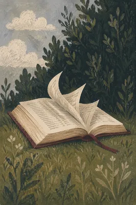 Open Bible Pages Turning in Evergreen Breeze