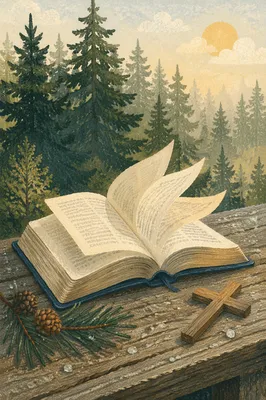 Open Bible Pages in Evergreen Breeze