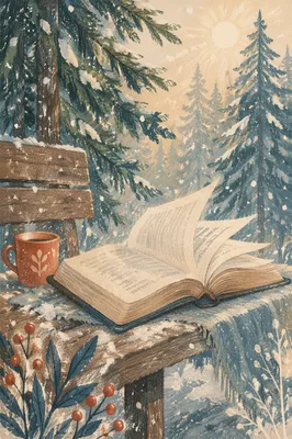 Open Bible Pages in Winter Breeze