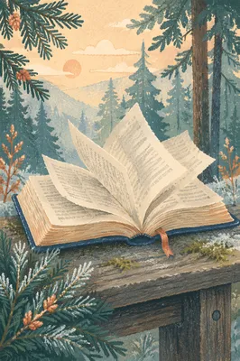 Open Bible Pages Turning in Evergreen Breeze