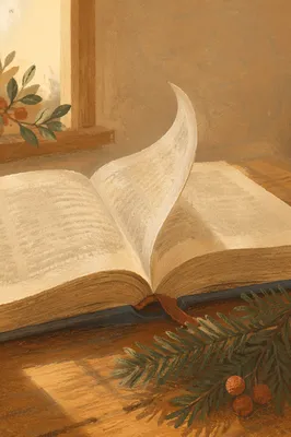 Open Bible Page Turning in Gentle Breeze