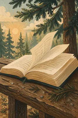Open Bible Pages in Evergreen Morning Breeze