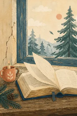 Open Bible Pages in Winter Breeze