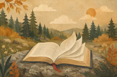 Open Bible Pages in Evergreen Breeze