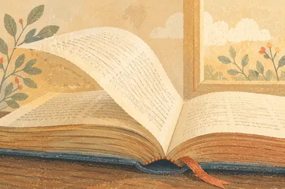 Open Bible Pages Turning in Gentle Wind