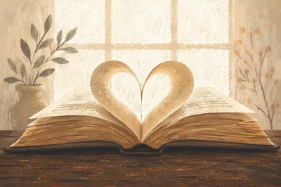 Open Bible Pages Lifted by Gentle Wind