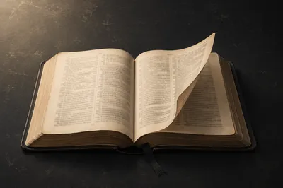 Open Bible Pages Turning in Gentle Wind