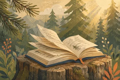 Bible Pages Turning in Evergreen Breeze