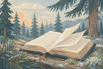 Open Bible Pages Turning in Evergreen Grove