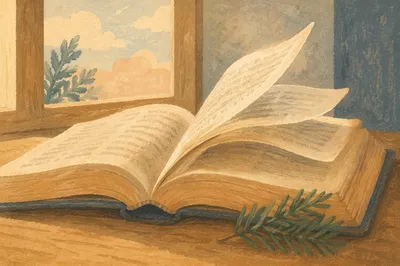 Open Bible Pages Turning in Gentle Breeze