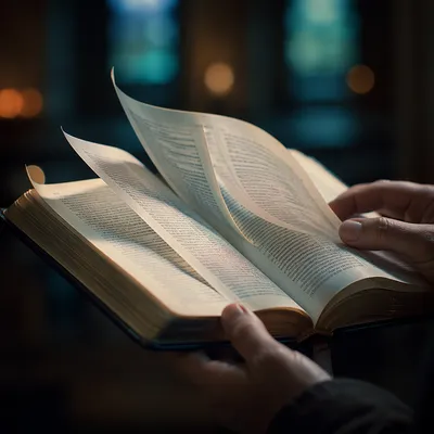Open Bible Pages Turning in Gentle Breeze
