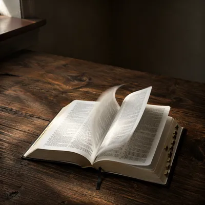Open Bible Pages Turning in Warm Light