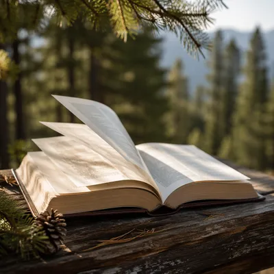 Open Bible Pages Turning in Evergreen Breeze