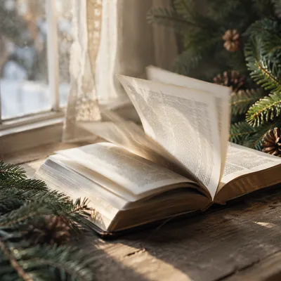 Open Bible with Turning Pages by Window