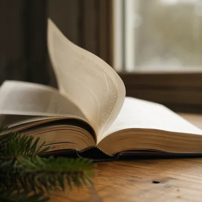 Open Bible Pages Turning in Gentle Breeze