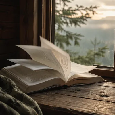 Open Bible Pages Turning in Morning Breeze