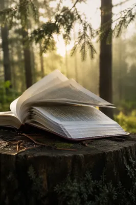 Open Bible Pages Turning in Evergreen Breeze