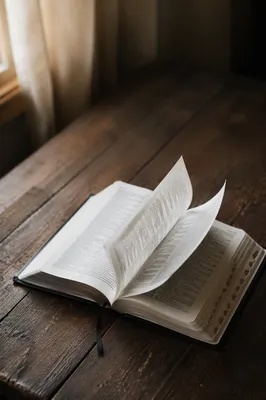 Open Bible Pages Turning in Gentle Breeze