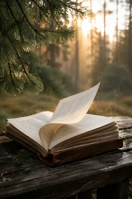 Open Bible Pages in Evergreen Morning Breeze