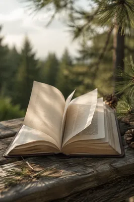 Open Bible Pages Turning in Evergreen Breeze