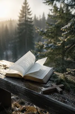 Open Bible Pages in Evergreen Breeze