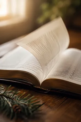 Open Bible Page Turning in Gentle Breeze