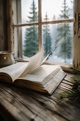 Open Bible Pages Turning in Winter Breeze