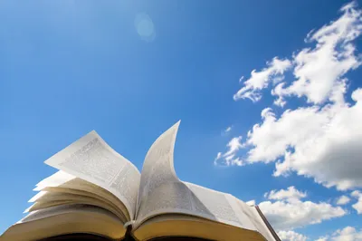 Open Bible Pages Turning in Gentle Breeze