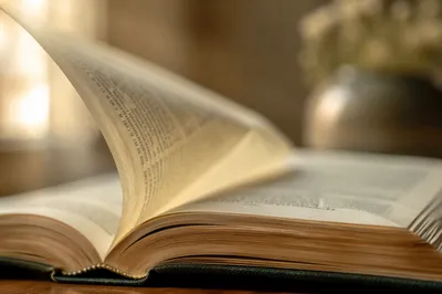 Open Bible Pages Turning in Gentle Breeze
