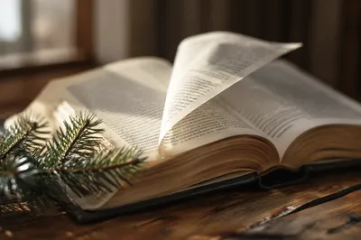 Open Bible Pages Turning in Gentle Breeze